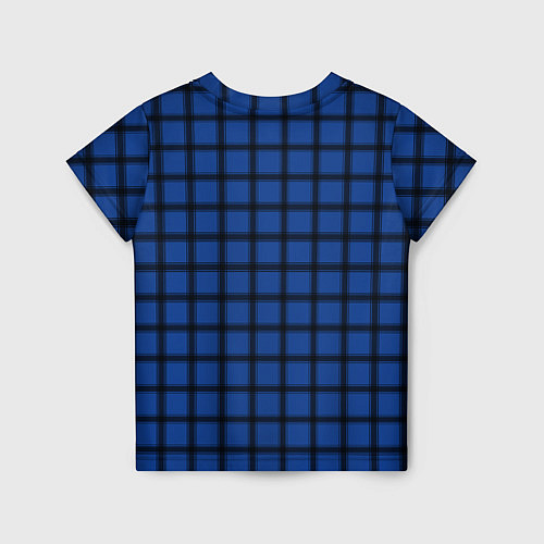 Детская футболка Крупная темно-синяя клетка / 3D-принт – фото 2