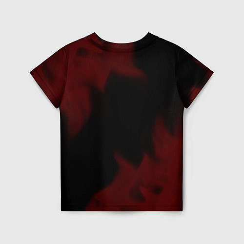 Детская футболка Символ Valorant и краска вокруг на темном фоне / 3D-принт – фото 2