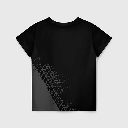 Детская футболка Skoda speed на темном фоне со следами шин: символ / 3D-принт – фото 2