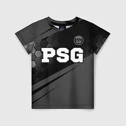 Футболка детская PSG sport на темном фоне: символ сверху, цвет: 3D-принт