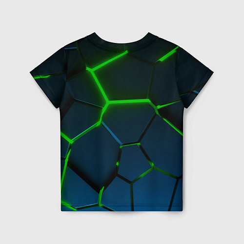 Детская футболка Разлом зеленых неоновых плит - геометрия / 3D-принт – фото 2
