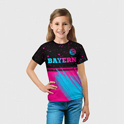 Футболка детская Bayern - neon gradient: символ сверху, цвет: 3D-принт — фото 2