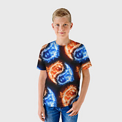 Футболка детская Инь - янь, огонь - вода, паттерн, цвет: 3D-принт — фото 2
