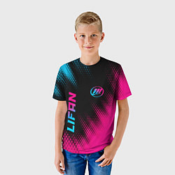 Футболка детская Lifan - neon gradient: надпись, символ, цвет: 3D-принт — фото 2