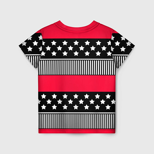 Детская футболка Red and black pattern with stripes and stars / 3D-принт – фото 2