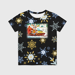 Футболка детская Новый Год Дед Мороз На Снегоходе, цвет: 3D-принт