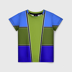 Футболка детская Зелено- синий геометрический дизайн, цвет: 3D-принт