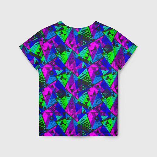Детская футболка Неоновый абстрактный геометрический узор / 3D-принт – фото 2