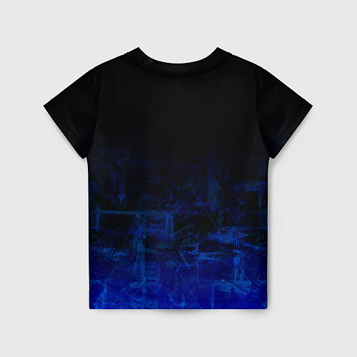 Детская футболка Однотонный черный и темно синий гранжевый градиент / 3D-принт – фото 2