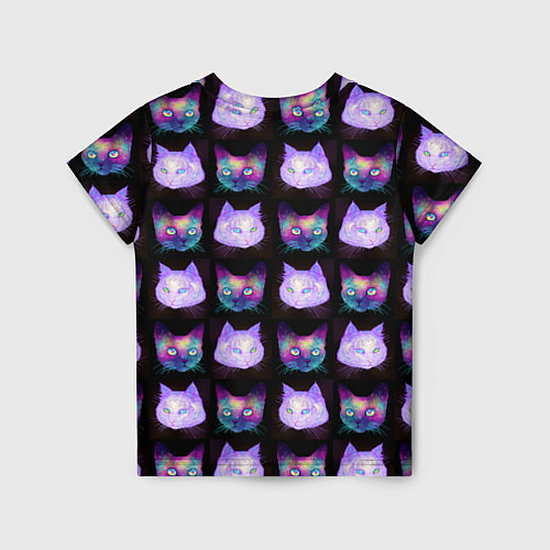 Детская футболка Неоновые кошачьи морды / 3D-принт – фото 2