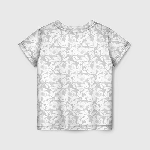 Детская футболка Белые цветы на светло сером / 3D-принт – фото 2