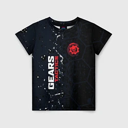 Футболка детская Gears of War красно-белой лого на темном фоне, цвет: 3D-принт