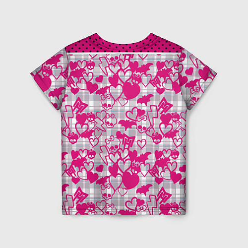 Детская футболка Розовые черепа паттерн / 3D-принт – фото 2