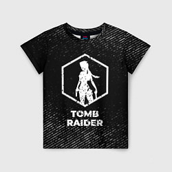 Футболка детская Tomb Raider с потертостями на темном фоне, цвет: 3D-принт