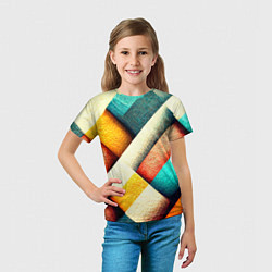 Футболка детская Полосы-клетки, цвет: 3D-принт — фото 2