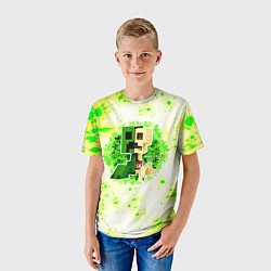Футболка детская Minecraft creeper green, цвет: 3D-принт — фото 2