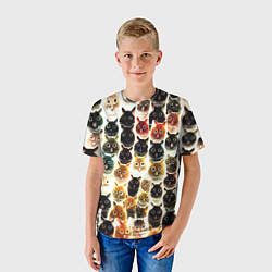 Футболка детская Паттерн-котики, цвет: 3D-принт — фото 2