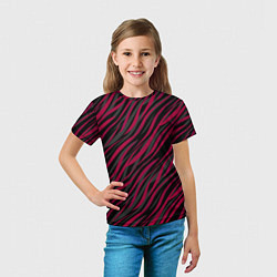 Футболка детская Модный полосатый красно- черный узор Зебра, цвет: 3D-принт — фото 2