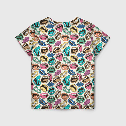 Детская футболка Губы разноцветные поп арт / 3D-принт – фото 2