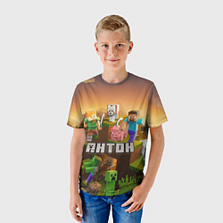 Футболка детская Антон Minecraft, цвет: 3D-принт — фото 2