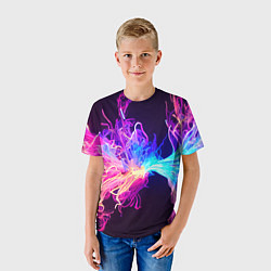Футболка детская Неоновый узор вспышка, цвет: 3D-принт — фото 2