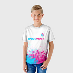 Футболка детская Final Fantasy neon gradient style: символ сверху, цвет: 3D-принт — фото 2