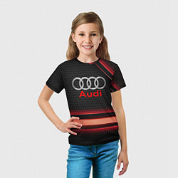 Футболка детская Audi абстракция карбон, цвет: 3D-принт — фото 2