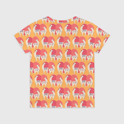 Детская футболка Лама и альпака на фоне большого красного сердца / 3D-принт – фото 2