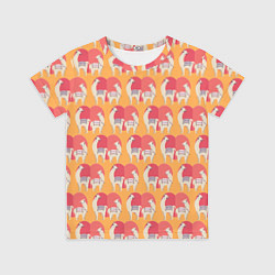 Футболка детская Лама и альпака на фоне большого красного сердца, цвет: 3D-принт