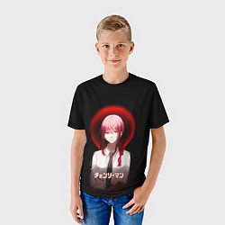 Футболка детская Человек-бензопила Макима на чёрном фоне, цвет: 3D-принт — фото 2