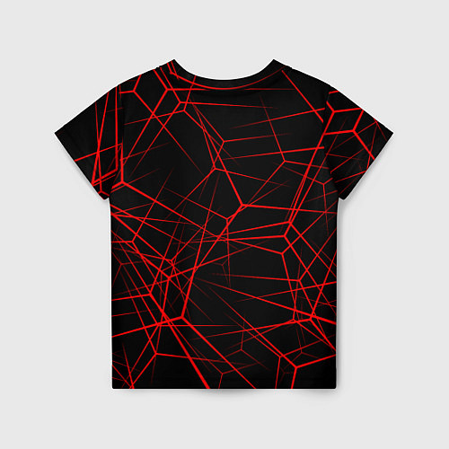 Детская футболка Красные линии на черном фоне / 3D-принт – фото 2