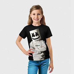 Футболка детская Marshmello на чёрном фоне, цвет: 3D-принт — фото 2