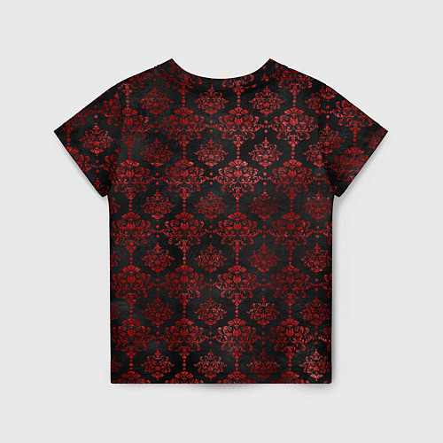 Детская футболка Красные классические узоры на черном фоне / 3D-принт – фото 2