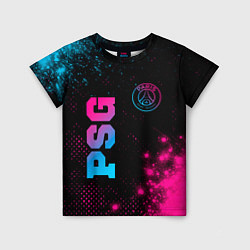 Футболка детская PSG - neon gradient: надпись, символ, цвет: 3D-принт