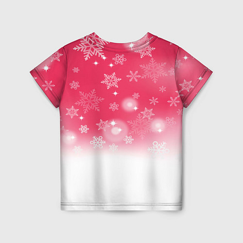 Детская футболка Новогодний котенок на розовом фоне / 3D-принт – фото 2