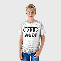 Футболка детская Audi с потертостями на светлом фоне, цвет: 3D-принт — фото 2