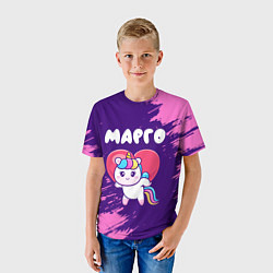 Футболка детская Марго единорог с сердечком, цвет: 3D-принт — фото 2