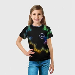Футболка детская Mercedes - neon pattern, цвет: 3D-принт — фото 2