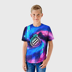Футболка детская Club Brugge неоновый космос, цвет: 3D-принт — фото 2
