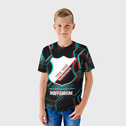 Футболка детская Hoffenheim FC в стиле glitch на темном фоне, цвет: 3D-принт — фото 2