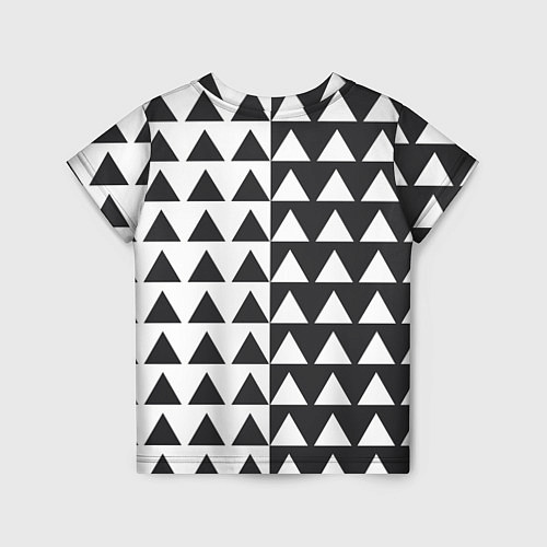 Детская футболка Черно-белые треугольники паттерн / 3D-принт – фото 2
