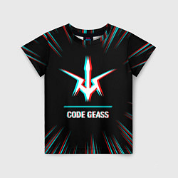 Футболка детская Символ Code Geass в стиле glitch на темном фоне, цвет: 3D-принт