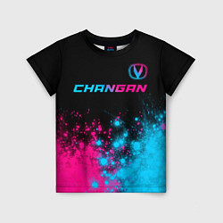 Футболка детская Changan - neon gradient: символ сверху, цвет: 3D-принт