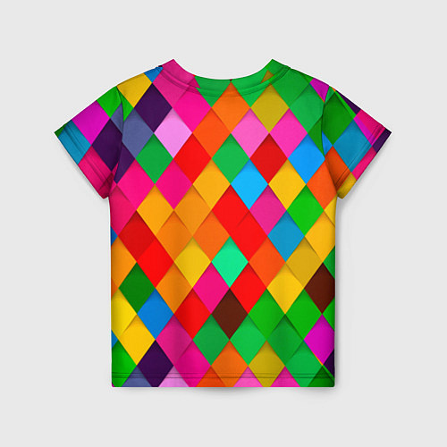 Детская футболка Цветные лоскуты - пэчворк / 3D-принт – фото 2