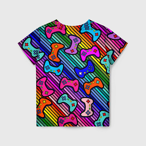 Детская футболка Многоцветные полоски с джойстиками / 3D-принт – фото 2