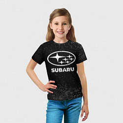 Футболка детская Subaru с потертостями на темном фоне, цвет: 3D-принт — фото 2