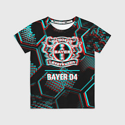 Футболка детская Bayer 04 FC в стиле glitch на темном фоне, цвет: 3D-принт