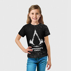 Футболка детская Assassins Creed с потертостями на темном фоне, цвет: 3D-принт — фото 2