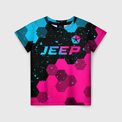 Футболка детская Jeep - neon gradient: символ сверху, цвет: 3D-принт