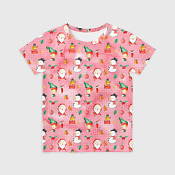 Футболка детская Новый год - снеговики, цвет: 3D-принт